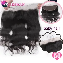 Silkswan волосы бразильские 13*4 Кружева Фронтальная объемная волна Remy человеческие волосы ухо до уха закрытие предварительно выщипанные волосы с детскими волосами