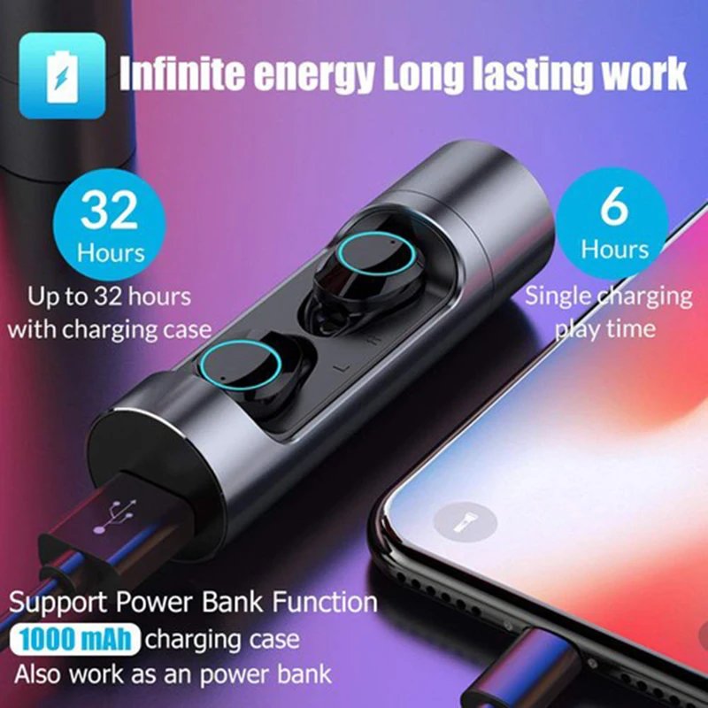 

X8 TWS Bluetooth Earphone 5.0 Wireless Earbuds Sports Waterproof Headset with Mic Handfree In-ear Earphones for Smart Phone