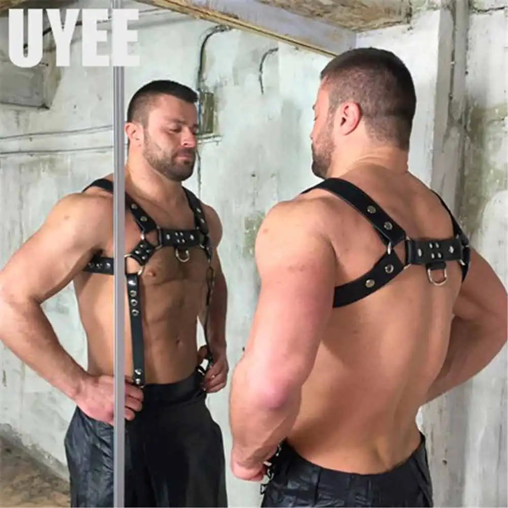 UYEE кожаные ремни для мужчин готические Подвески Кожа подвязки чулки цепь Harajuku сексуальный интимный бондаж панк