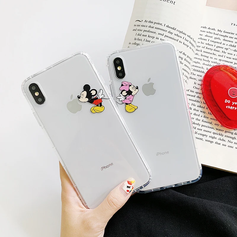 Забавный мультяшный чехол для телефона с мышкой для iPhone X XR Xs Max 8 7 6 6s Plus 11Pro Max ультратонкий плотно прилегающий мягкий прозрачный чехол