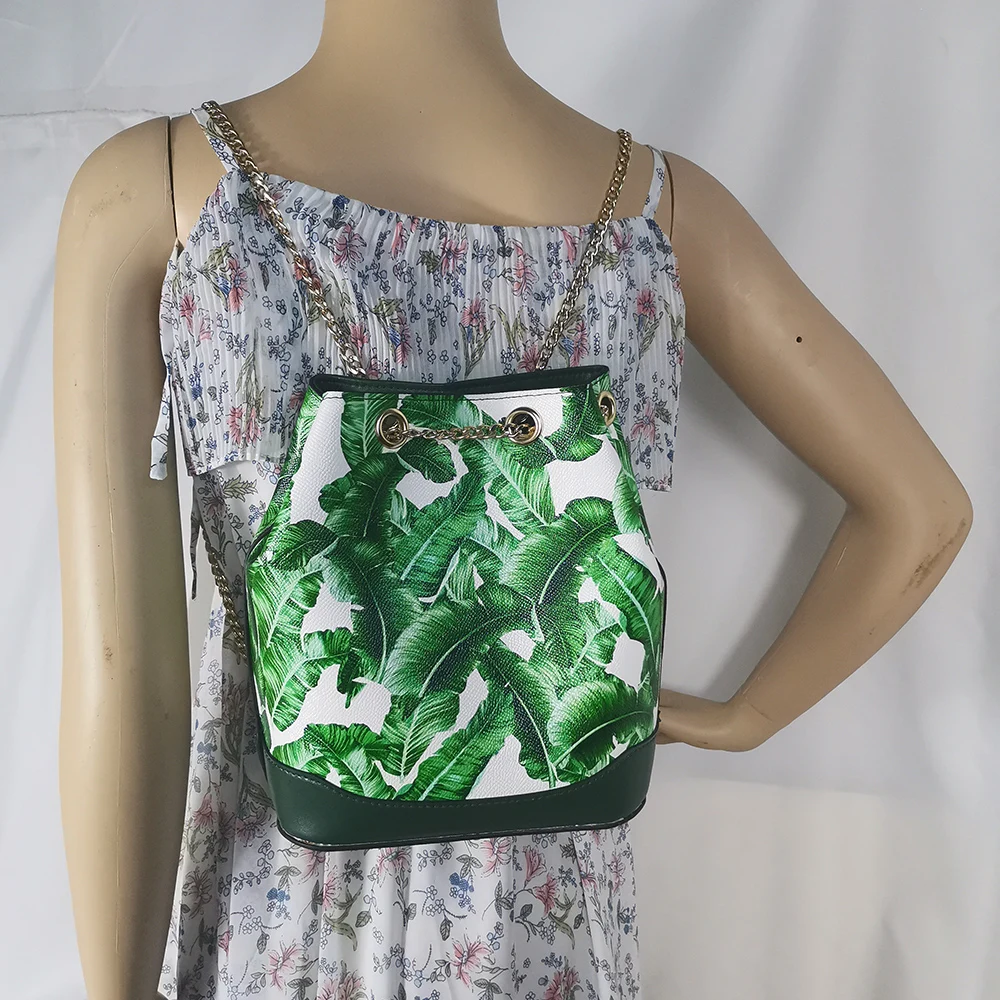 

New fashion backpack ladies youth bag color printing mini travel bag bucket bag backpack flowers beach leaves luxury brands
