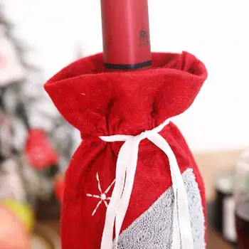 

2pcs/set Christmas Red Wine Bottle Cover Bag Dinner Table Home Party Decor Gnome 67JB
