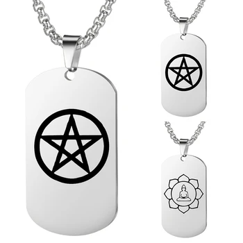 

Stainless Steel Personalized Engraved Name Logo Photo Pendant Customized Religious Necklace for Men Punk Jewelry Amulet Gift