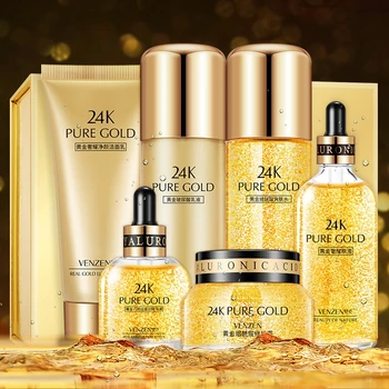 

YTMH-VENZEN 6pcs-set 24k Gold Hyaluronic Acid Kit Hydration Moisturizing Luxury Fresh Oil Control Kit Skin