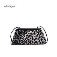 Леопардовая Сумочка женская из искусственной кожи гофрированная сумка шерстяная Наплечная Сумочка для пышек клатчи на день сумки уличная хозяйственная сумка