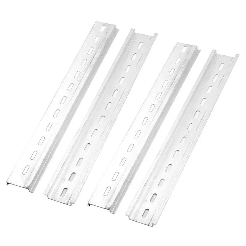 

35mm Width Slotted Design Aluminum DIN Rail 250mm Silver (4 Piece)