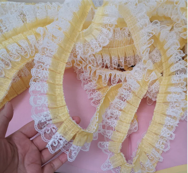 PT2020003 garment trim by lace and organza yellow