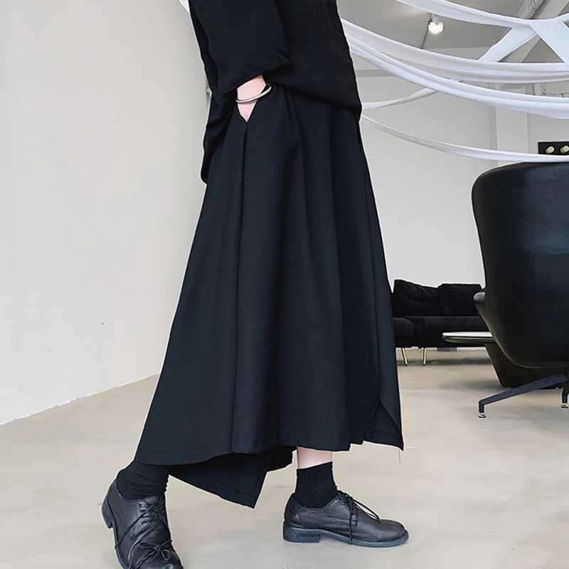 Summer Black Men's Skirt Pants Large Wide Leg Loose Casual Pants New Casual Fashion Large Wide Leg Black Fashion