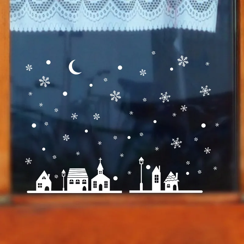 Новая Рождественская ночь Снежинка Электростатическая наклейка для стеклянного окна наклейка на стену s детская комната Рождественский декоративный дизайн Декор наклейки