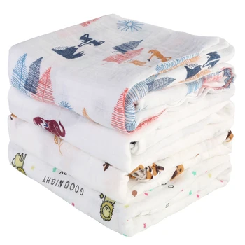 

70%Bamboo+30%Cotton Baby Muslin Swaddle Blankets Soft Breathable Baby Warp Infant Bath Towel Wrap Baby Swaddle animal blanket