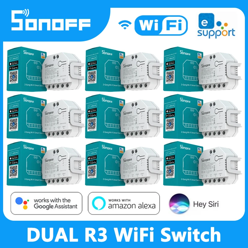 ITEAD SONOFF DUAL R3 2 Gang WiFi Dual Relay Module DIY MINI Smart Switch Power Metering Control Via eWeLink Alexa Google Home