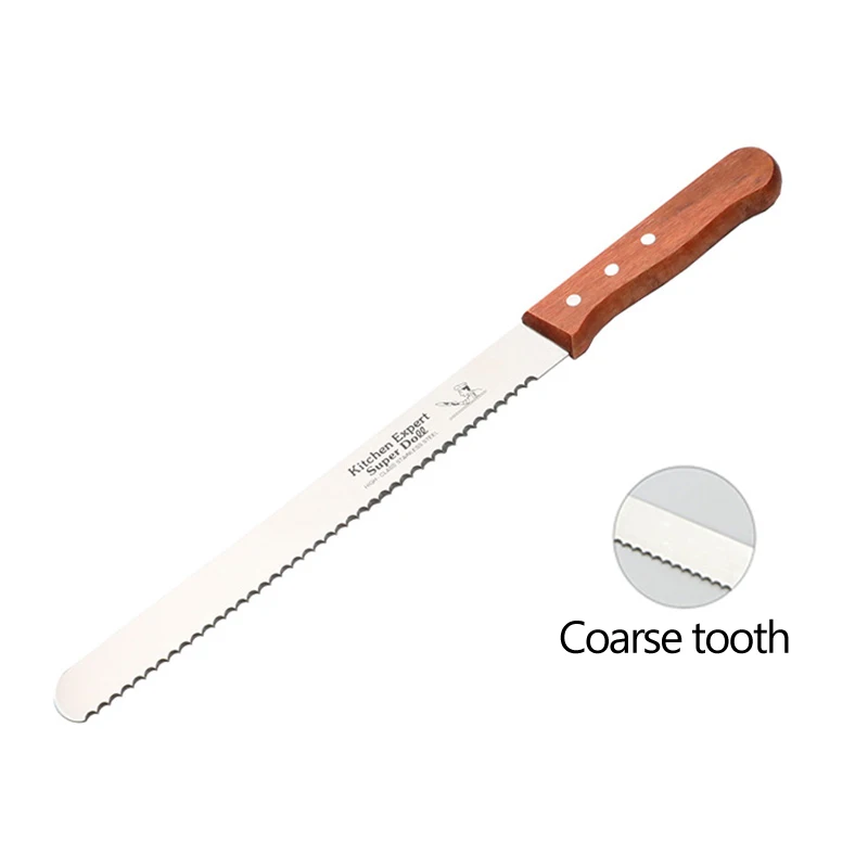 Coarse tooth Нож для торта с деревянной ручкой, кухонный хлебный нож из нержавеющей стали, резак для торта/нивелир для резки хлеба, тортов, нарезки/нарезки 605 - Цвет: Coarse tooth