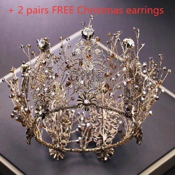 

Vintage Baroque Black Crystal Rhinestone Bridal Diadem Headpiece Full Circle Tiara and Crown Wedding Hair Jewelry Accessories JL