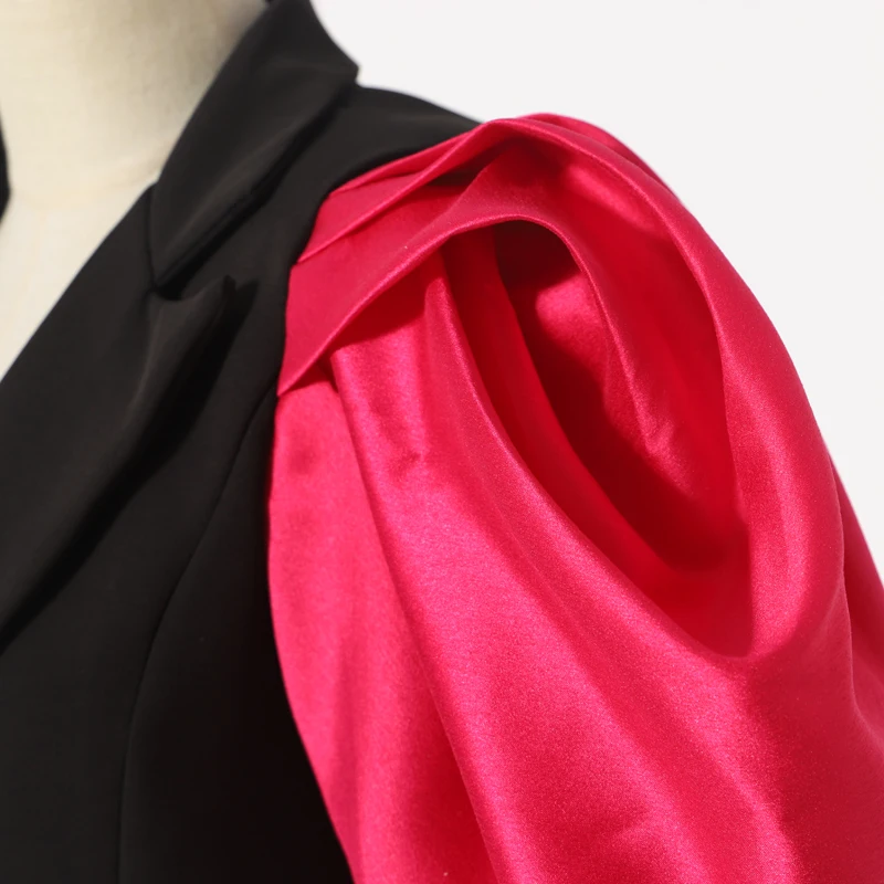 [LIVIVIO] Rose Puff Long Sleeve Notched Neck Blazer Women Coat Female Fashion Streetwear Outerwear