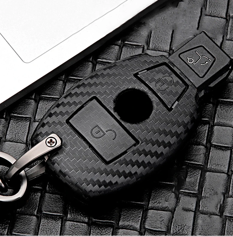 In Fibra di carbonio Auto Chiave Fob Caso Della Copertura di protezione Per Mercedes Benz E Classe C W204 W212 W176 GLC CLA GLA car styling Accessori - H548bc90da1e34c06b78512cc180bef67E