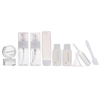 

10 in 1 Portable Travel Cosmetic Bottle Set with Case Nordic Empty Sub-Bottle Combo for Shampoo Conditioner Lotion Cream