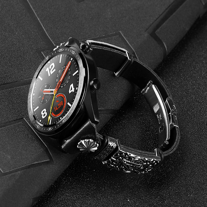 22 мм ремешок для часов HUAWEI WATCH GT 2 ремешок Honor Magic watch 2 ремешок samsung gear S3 Frontier galaxy watch 46 мм кожаный ремешок