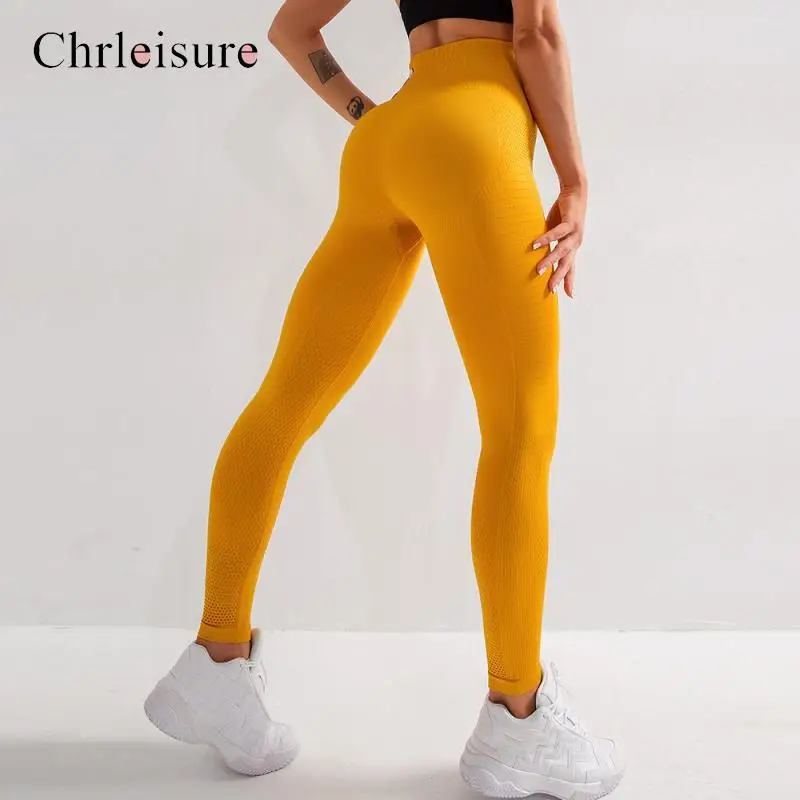 CHRLEISURE Women High Waist Tight Fitness Pants Sweatpants Seamless