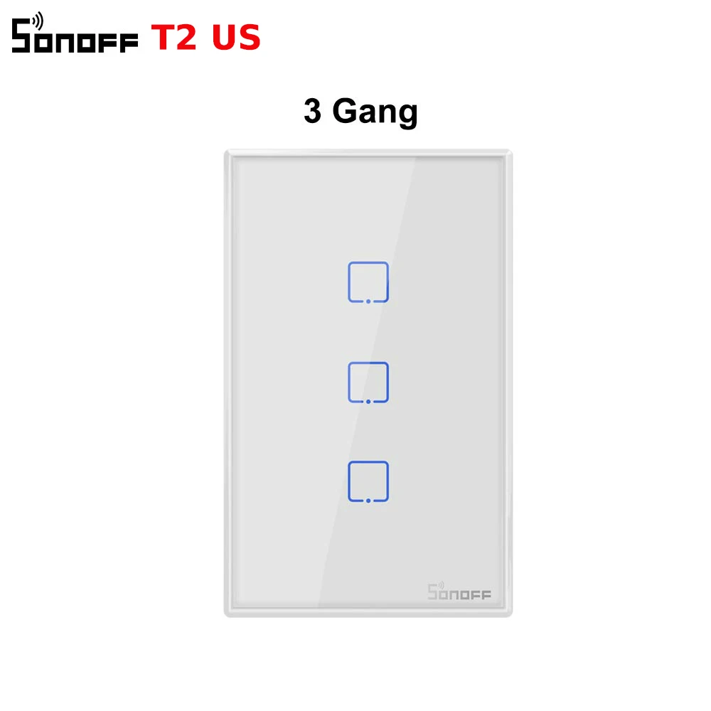 Ewelink Sonoff T2 US 3 банды стандарт США WiFi 433mhzRF умный настенный сенсорный выключатель света, совместимый с Amazon Alexa Google Home Nest
