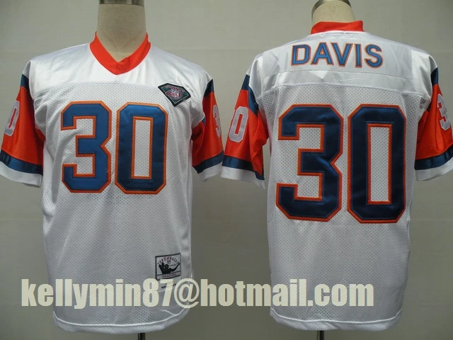 Красный Stitiched, Denver, Dennis Smith, John Elway, Terrell Davis, Steve Atwater, Shannon Sharp, Peyton Manning, Throwback Jersey - Цвет: Красный