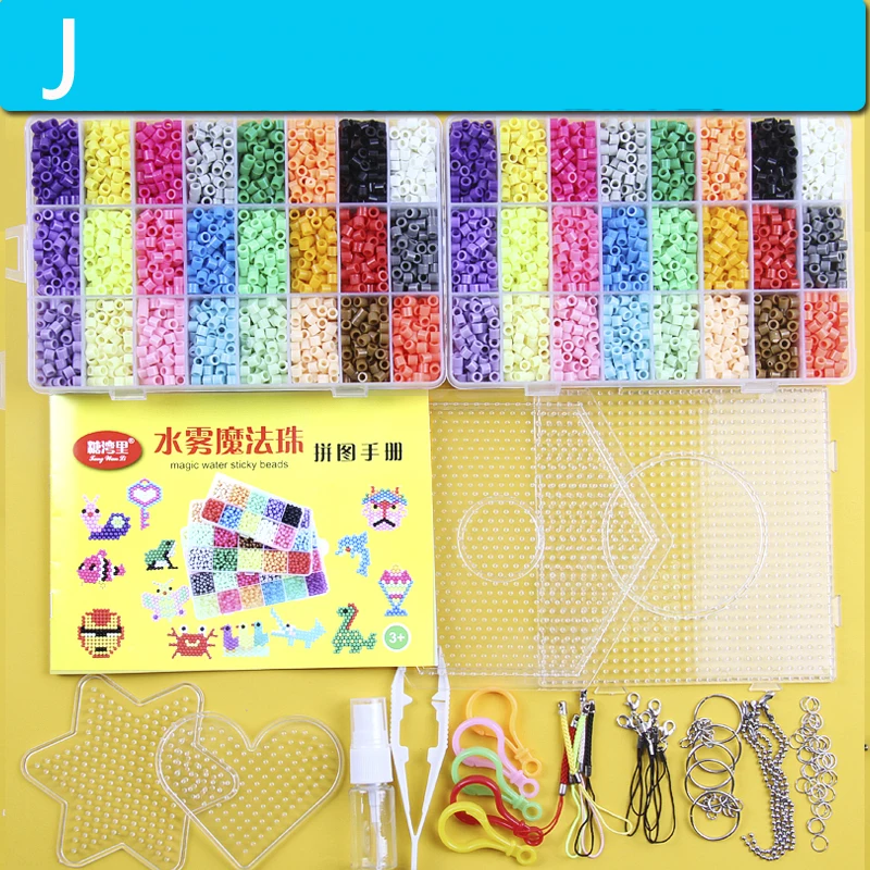 J 8400pcs Хама бусины дети Perler игрушки DIY детские игрушки Пазлы Детский Набор для творчества ручная работа 3D Головоломка Развивающие игрушки волшебный ater липкие бусины - Цвет: J 8400pcs