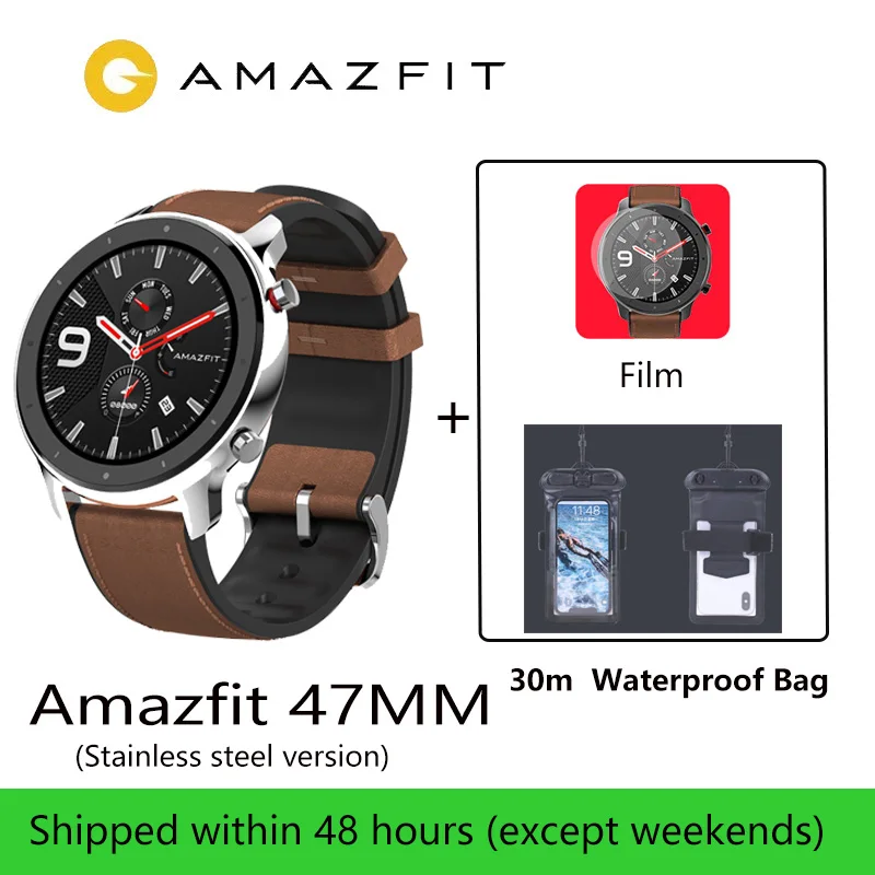 Amazfit GTR 47 мм Смарт-часы для мужчин 5 АТМ водонепроницаемый Huami gps Smartwatch до 24 дней батарея AMOLED экран 12 Спорт Modesl - Цвет: 47MM stainless steel