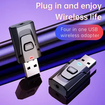 

Bluetooth Audio Adapter 5.0 Wireless Transmitter Receiver Bluetooth Dongle 3.5mm Jack USB Stereo Music For TV PC Computer Car