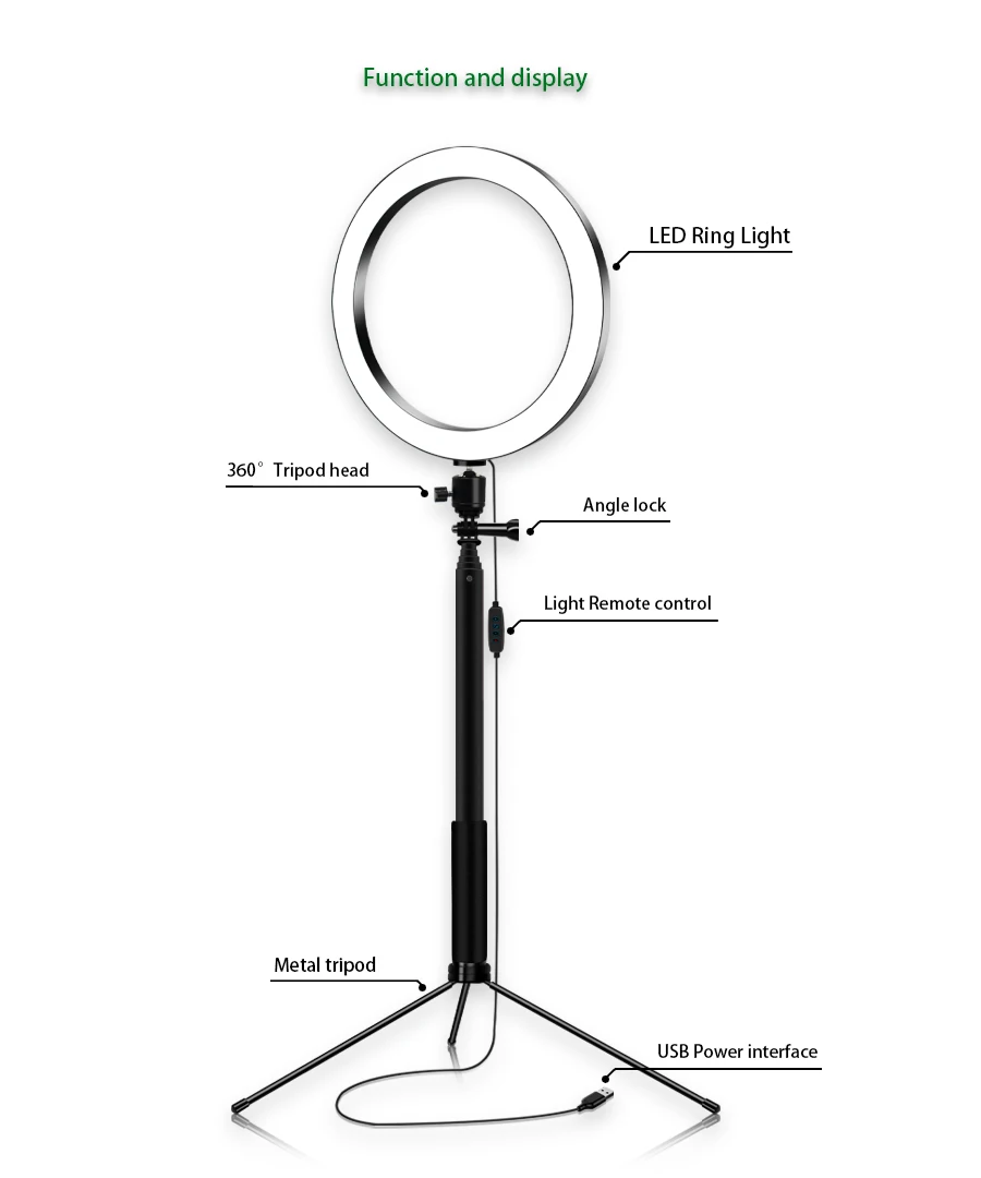 16/20/26 Selfie Ring light Комплект с зажимом для телефона настольная подставка для макияжа Красота, видео Запись Desttop освещение, светодиодный