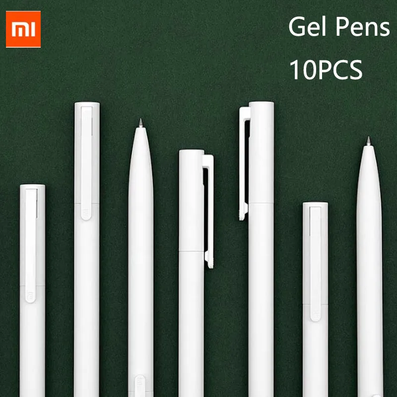 New Xiaomi Mijia 10Pcs Gel Pens No Cap 0.5mm bullet pen black pen White