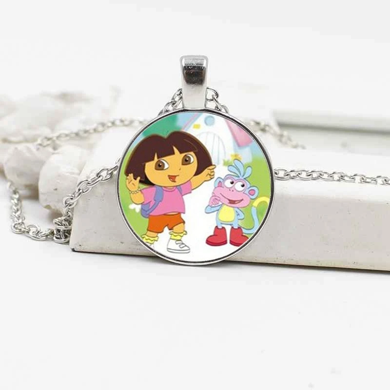 

Girls Children Cute Cartoon Dora Explorer Crystal Necklace Alloy Jewelry Accessories