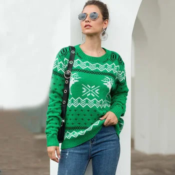 

2019 Christmas Sweaters Women Autumn Knitted Sweater Winter Christmas Warm Sweater Ladies New Year Sweaters Pullover Female