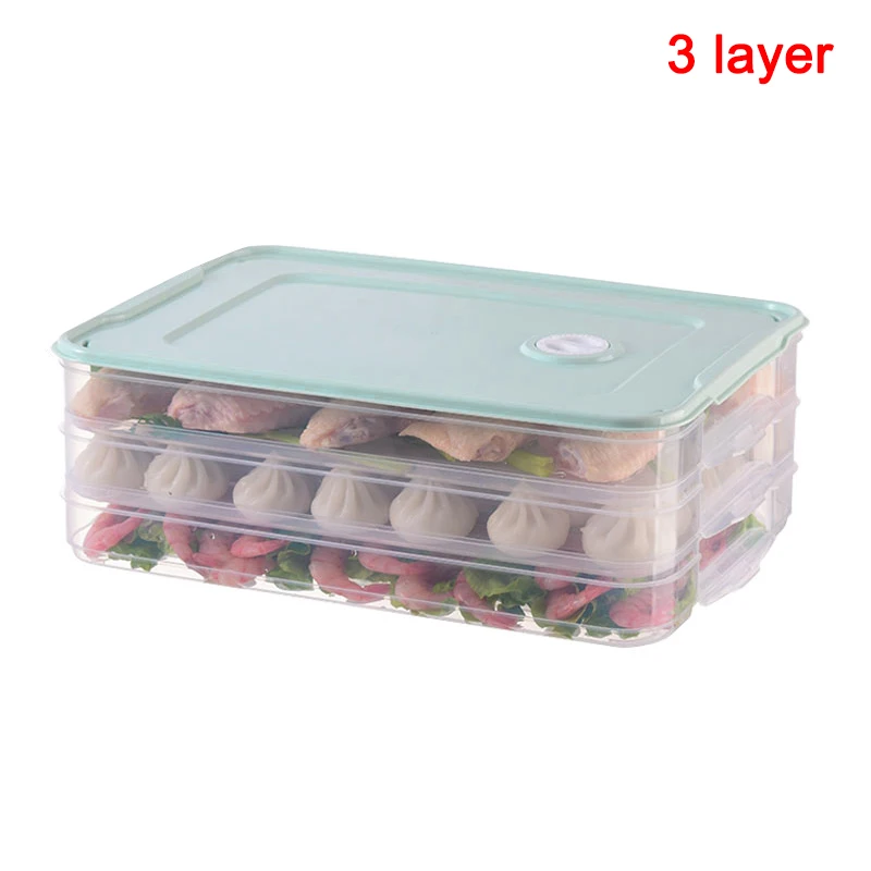 Контейнер для хранения пищевых продуктов, контейнер для хранения пельменей с крышкой, дропшиппинг FAS - Цвет: green-3 layers