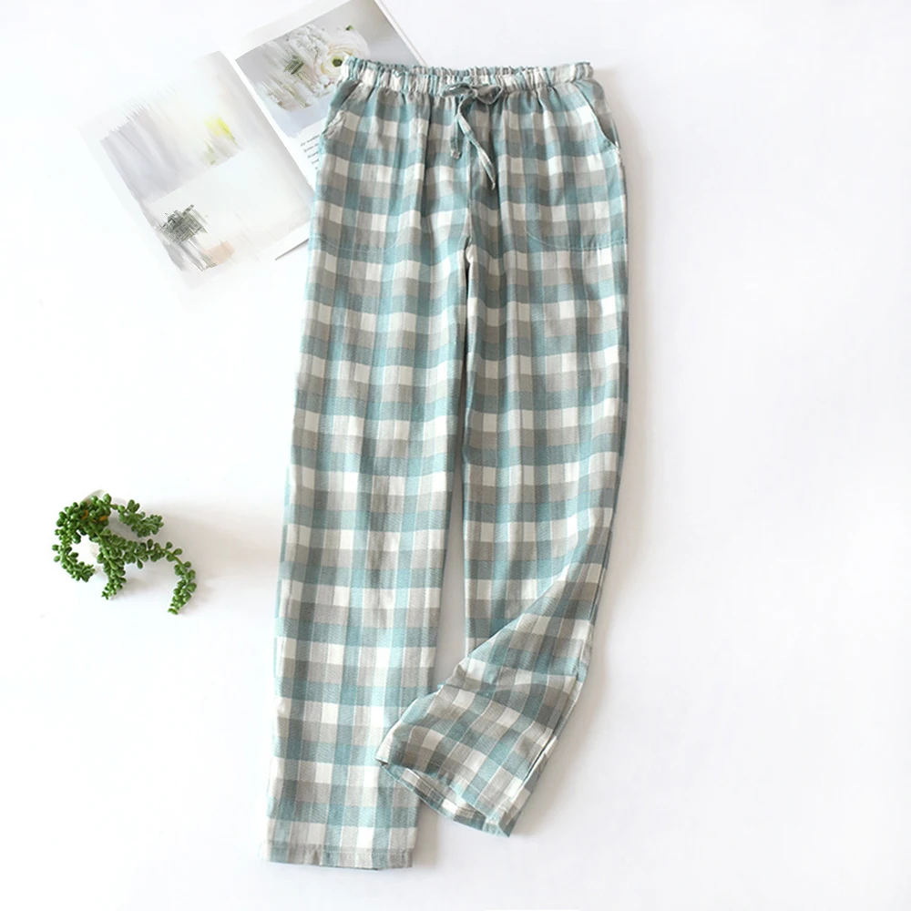 men's cotton pajama pants with pockets Men's Casual Summer Loose Elastic Waist Plaid Pajama Bottoms Pants Sleepwear Cotton Pajama Men Sleep Bottom Home Wear 2021 New silk pajama pants