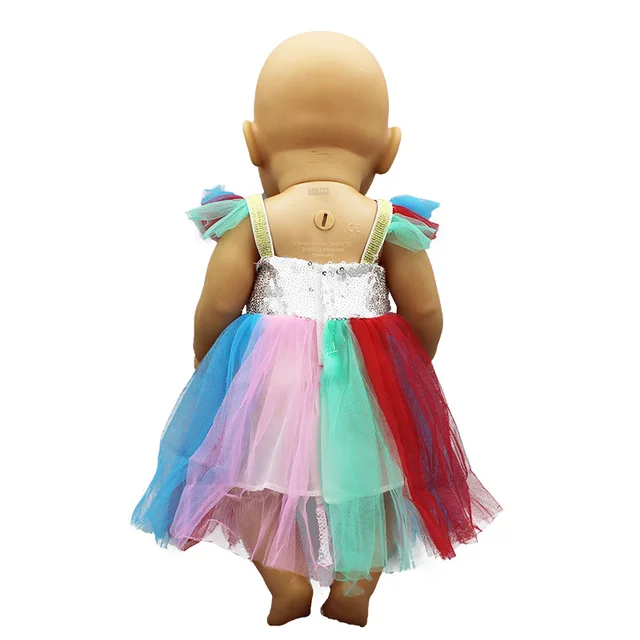 New Rainbow veil Doll Clothes Fit For 18inch/43cm born baby Doll clothes reborn Doll Accessories 3