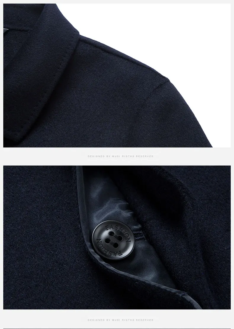 Aismz Winter 70% Double Sided Wool Cashmere Overcoat Jacket Coat Men Business Casual Single casaco masculino Breasted Long Coats