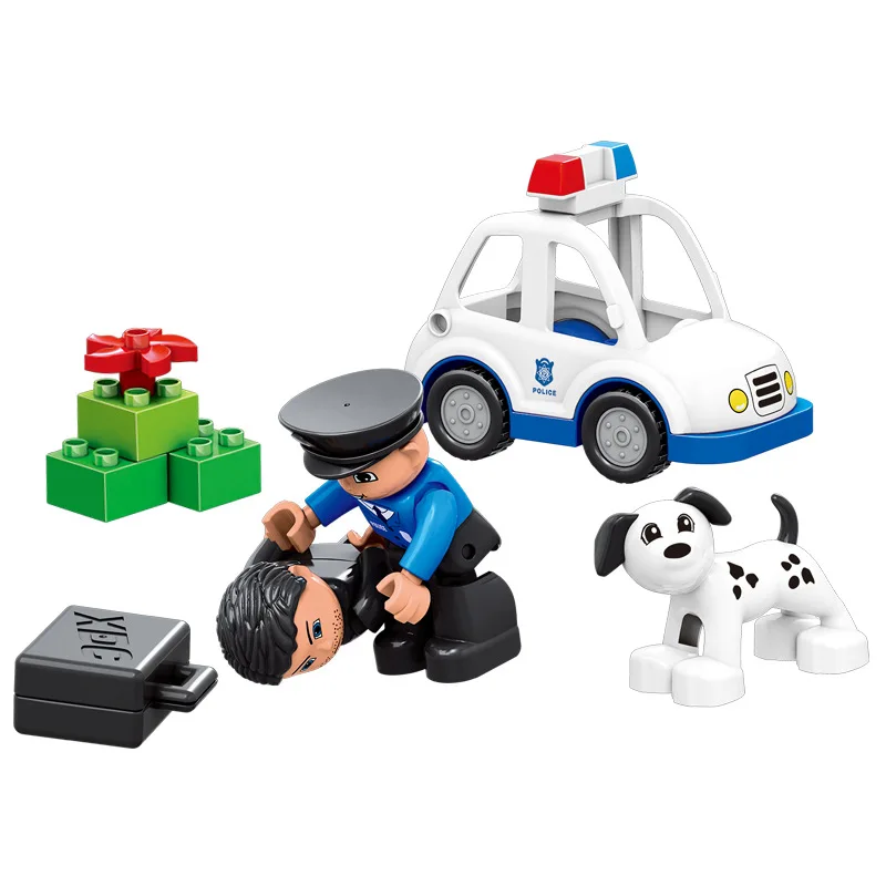 

Hui mei Building Blocks Assembled Large Particles City Police Fight Inserted CHILDREN'S Toy Educational 2-3-6-Year-Old