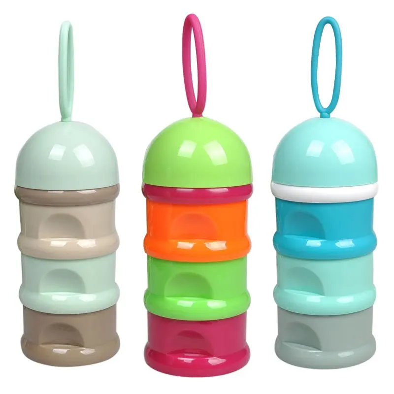 

3 layer Colorful Baby Milk Container Cute Cereal Milk Powder Box Toddler Kids Outdoor Formula Milk Container Portable