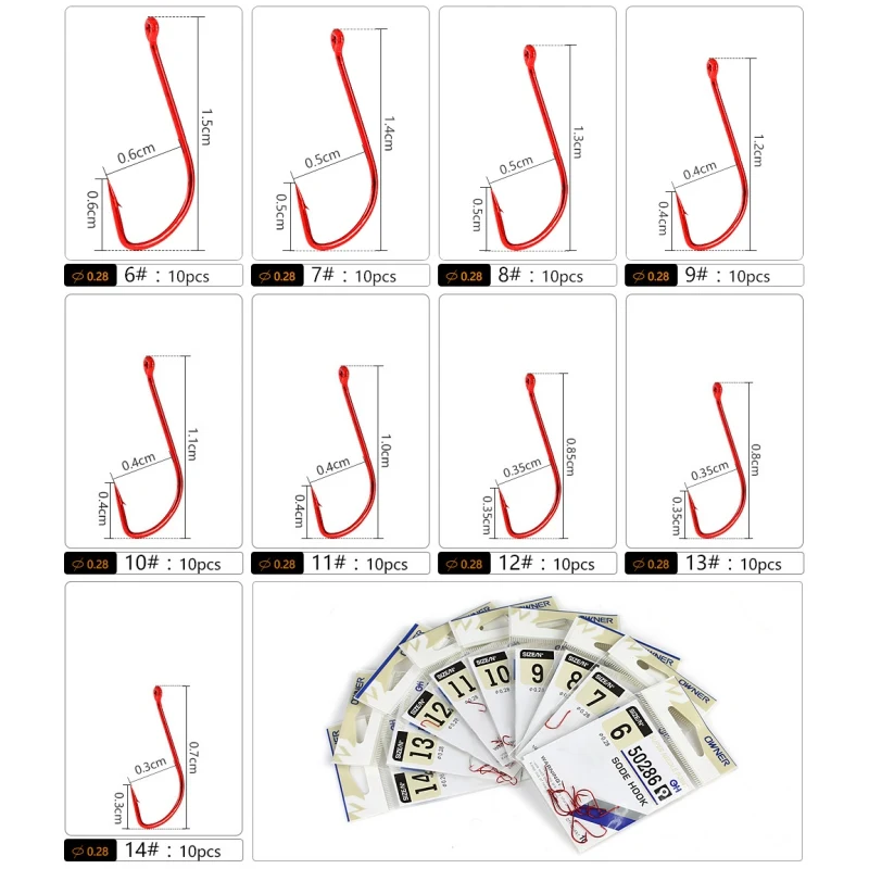 10 шт. рыболовный крючок с зазубринами рыболовный крючок изогнутый из высокоуглеродистой стали красный кольцевой для пруда речной Карп-крючок