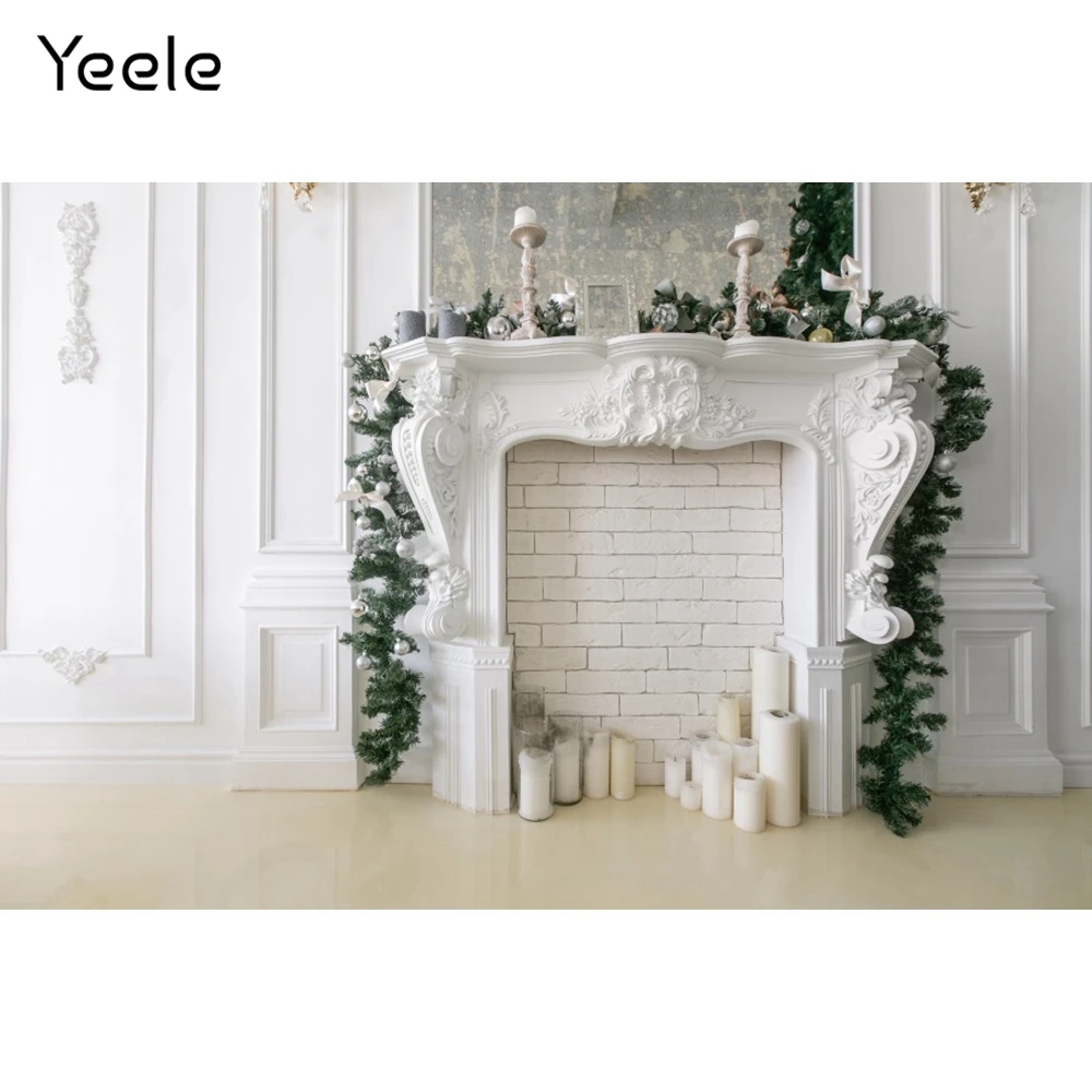 Фоны для фотосъемки Yeele с изображением рождественской свечи камина кирпича