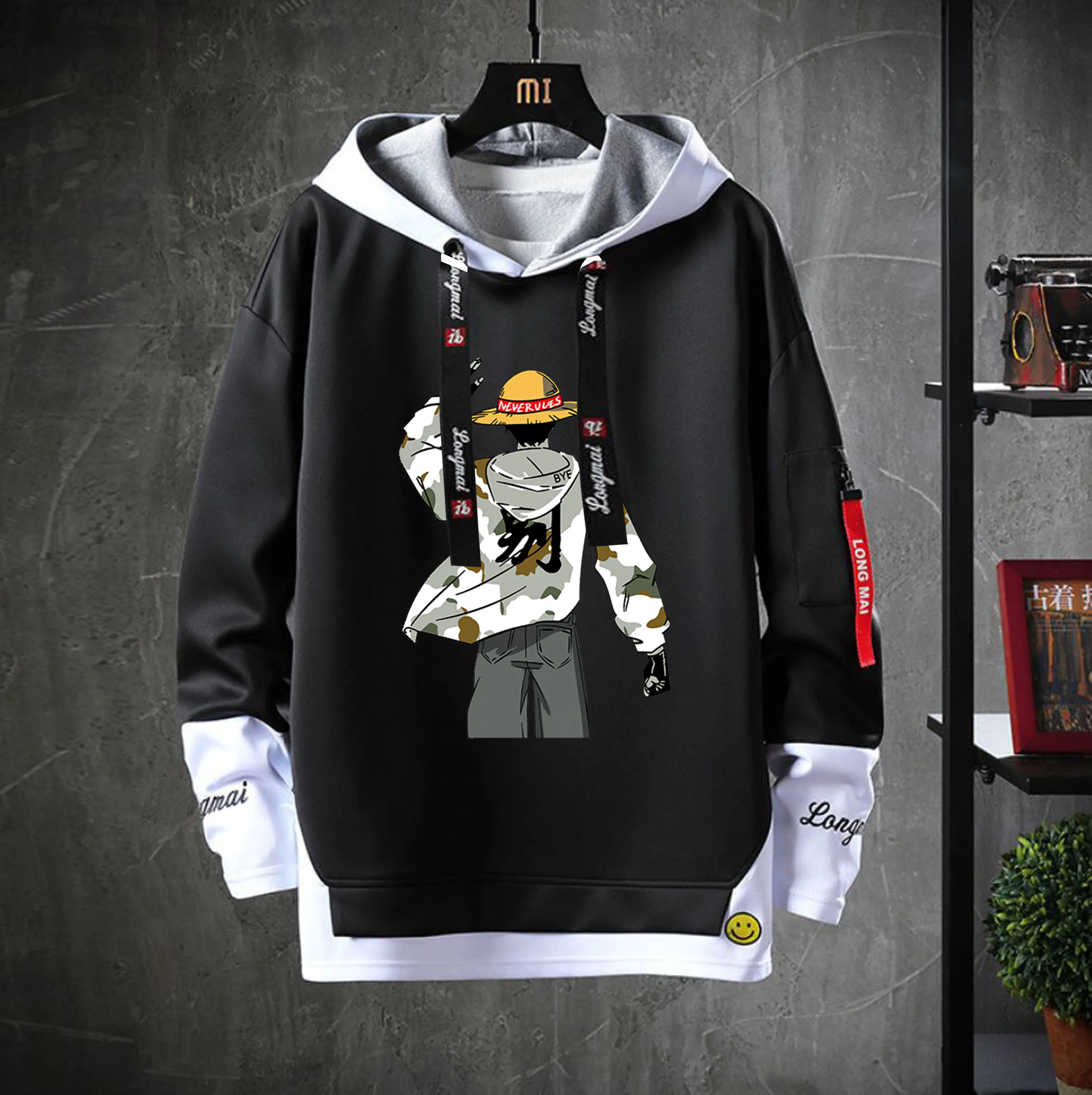 

Men's Hoodies Anime One Piece printing cotton Spring Autumn Male Casual hip hop jacket Sweatshirts coat teenagers Hooded