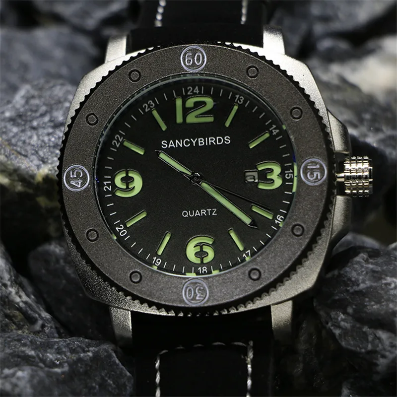 Мужские часы с большим циферблатом 50 мм модные спортивные для отдыха светящиеся