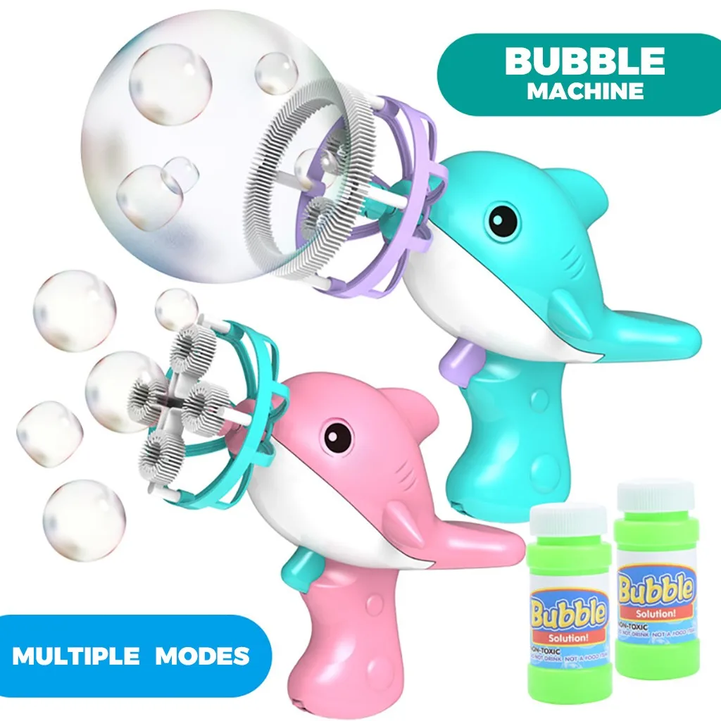 Детская игрушка Дельфин пузырчатая машина автоматическая летняя мультяшная музыкальная лампа 2 бутылки пузырьковая вода летняя забавная игрушка для воды на открытом воздухе
