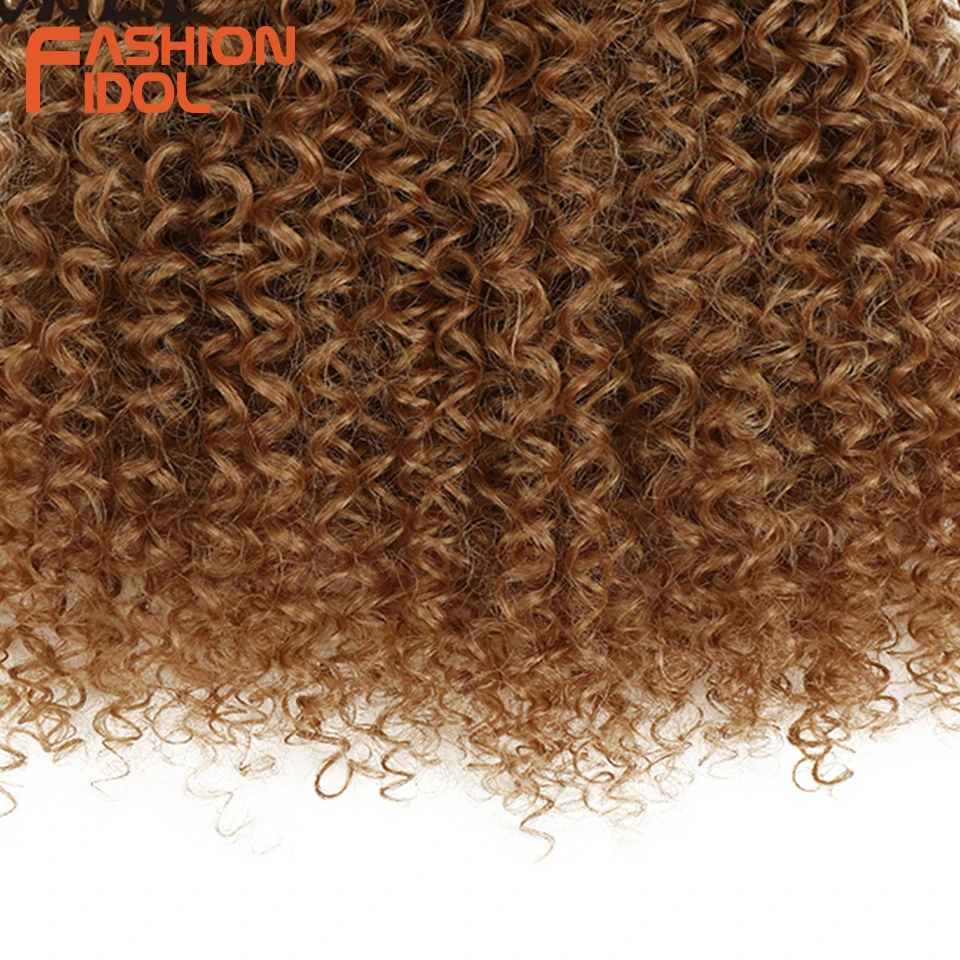 Afro kinky curly hair synthetic 12 inch deep wave hair extensions heat resistant ombre blonde weave bundles