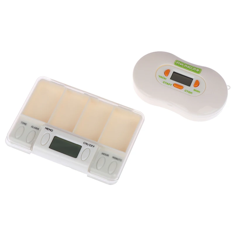 3/4 Grid Pill Box Medicine Storage Box Electronic Timing Reminder Medicine Boxes Alarm Timer Pills Organizer Pill Drug Container