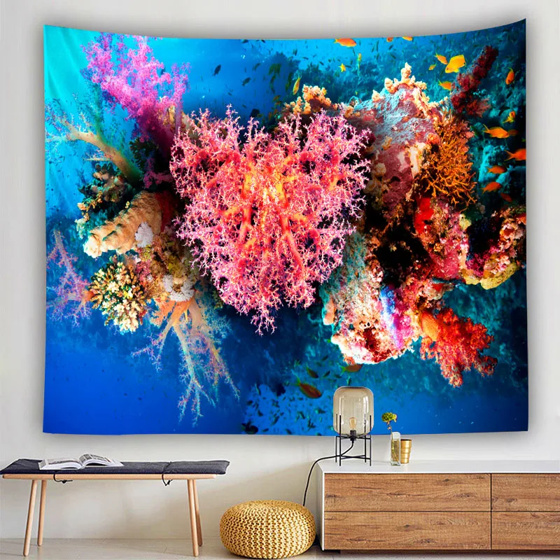 

Real-Time Shooting Underwater World Coral Sea Algae Picture Tapestry Household Carpet Wall Painting Add Life Color Decoration