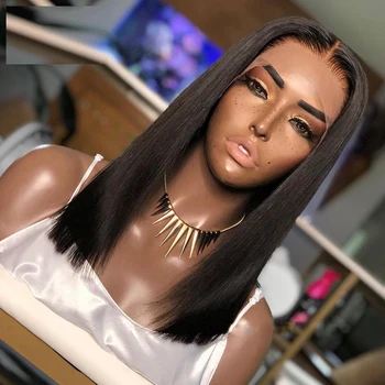 

Remy Black 5*5 PU Silk Base Wig Natural Hairline Brazilian Hair Lace Front Human Hair Wigs Middle Ratio with Baby Hair For Women