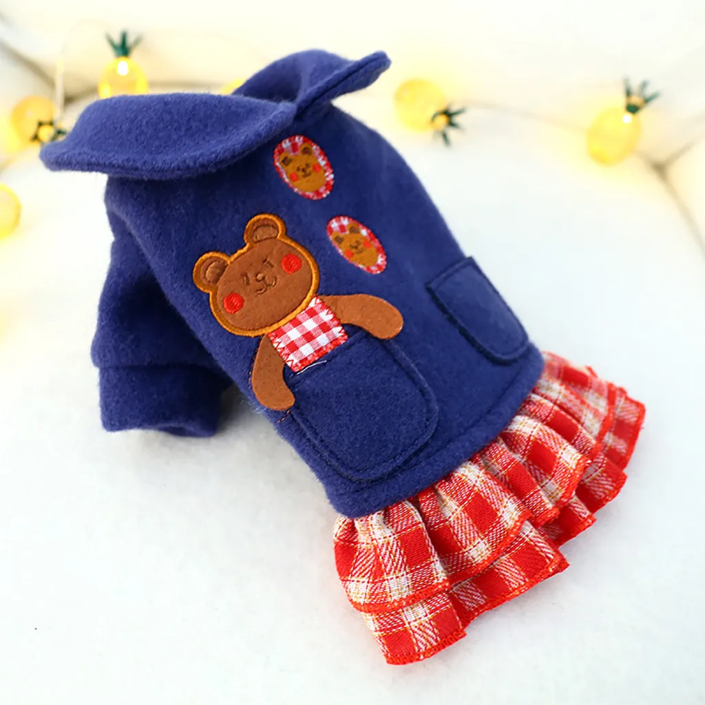 New New Cute Button Bear Princess Dress Autumn And Winter Comfort Cat Dog Clothing