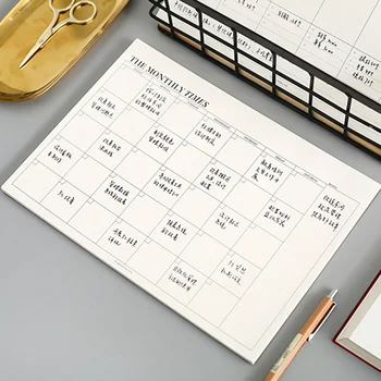 

1pc Simple Business Schedule Plan Notebook Tearable Notepad To-Do Note Monthly Plan Memo Books Student Office Supplies 60 Sheets