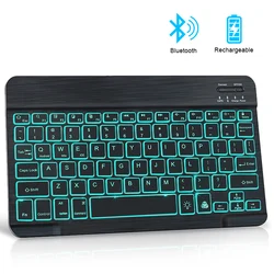 Mini teclado bluetooth rgb teclado sem fio com luz de fundo russain notebook ipad teclado para tablet telefone computador portátil