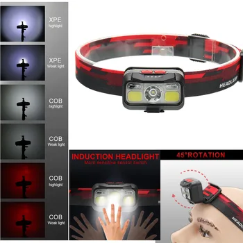 

Sensor Headlamp Motion USB Rechargeable Induction LED Headlight 8000lums Powerful Hard Hat Inductive Waterproof Head Lantern